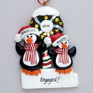  Engaged Personalized Penguins Christmas Ornament