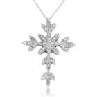   White Gold and 0.25 ctw Diamond Snowflake Embellished Cross Pendant