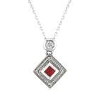 Allurez Ruby and Diamond Pendant Necklace in 14K White Gold (0.27ct)