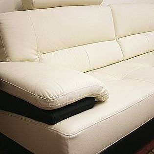   Cream Leather Modern Sectional Sofa and Chair Set  Baxton Studio