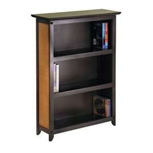   Finish Wood & Rattan 3 Tier Storage Shelf Bookcase