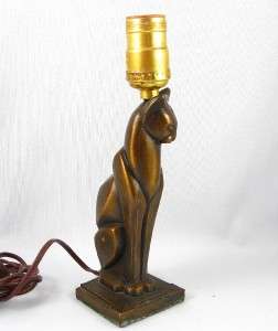 ANTIQUE ART DECO 1930`s FRANKART STYLE STYLIZED CAT TABLE LAMP BRONZE 