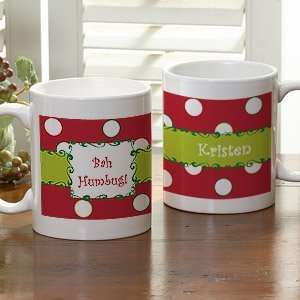  Polka Dot Personalized Christmas Holiday Coffee Mug 