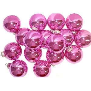  Set of 9 Shiny Barbie Pink Glass Ball Christmas Ornaments 