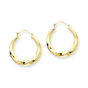  14k Yellow Gold Twisted Shrimp Hoop Earrings Jewelry