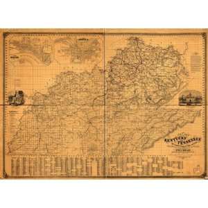 Map New map of Kentucky and Tennessee from authentic reports of county 