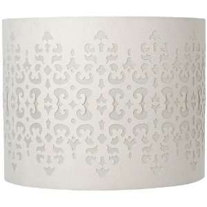  Ivory Laser Cut Faux Suede Drum Lamp Shade 14x14x11 