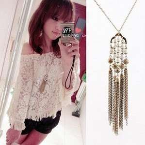 Retro Style Classical Bead Tassel Sweater Necklace HOT  