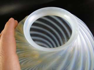   Glass Opalescent White Swirl Lamp Shade Ceiling Lighter Vintage  