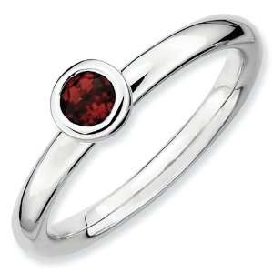   Stackable Expressions Low Profile 4mm Round Garnet Ring Jewelry