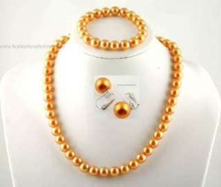 Faux Pearl SetNecklace+Bracelet+Clip On Earrings18  