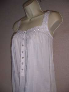   WEST White 100% Cotton Sleeveless Short Nightgown Lace Trim 2X 18W 20W