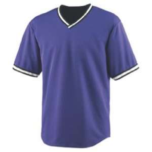 Augusta Sportswear Wicking V Neck Custom Baseball Jerseys PURPLE/BLACK 