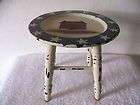   Small Wood Stool With Folk Art Painted Top 8 1/2 H x 9 1/2 W Top