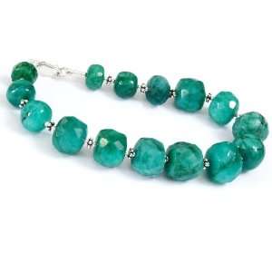    Natural Gorgeous Faceted Green Emerald Beaded Bracelet Jewelry