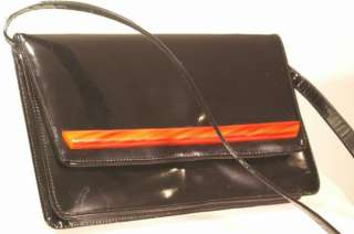 Palizzie Handbag Purse Black Patent Leather Shoulder  