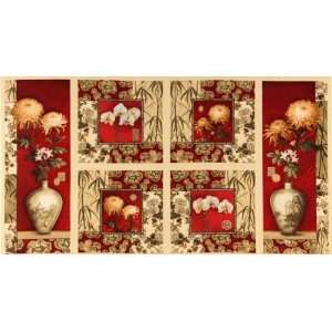  44 Wide Silk Garden Floral Craft Panel Red Fabric By The 