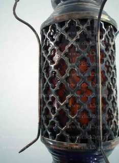   Pendant/Hanging Mesh Moroccan Lamp/Lantern / Planter Pot AMBER GLASS