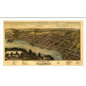  Historic Hallowell, Maine, c. 1878 (M) Panoramic Map 