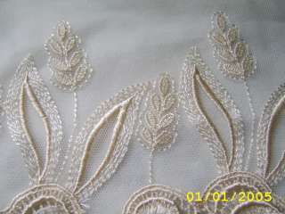 INCH WIDE PALE COFFEE TULLE GORGEOUS EMBROIDERY MUST SEE 