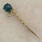   Brooch Ancient Celtic Sword with Green Agate Stone.& Trinity Knot