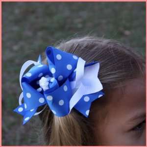  Polkalicious Blue and White Hair Bow 