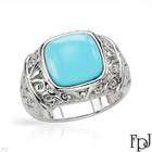   Ring With 5.80ctw Genuine Turquoise 14K White Gold  Size 7 (Size 7