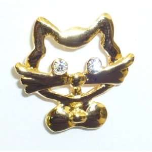  Tiny Goldplated Cutout Cat Head Tac Pin Jewelry