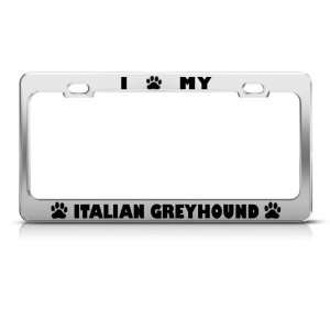 Italian Greyhound Dog Dogs Chrome Metal license plate frame Tag Holder