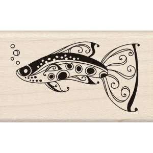  Inkadinkado Wood Mounted Rubber Stamp K Fancy Fish 