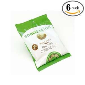 Snacktrition Sea Salt Cashews with Fiber, 3 Ounce (Pack of 6)