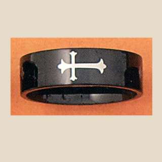 Stainless Steel Mens Black Cross Band Ring Sizes 14 18  