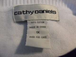NWT $56 Cathy Daniels Woman Size 1X PLUS Sweater Top Shirt Red White 