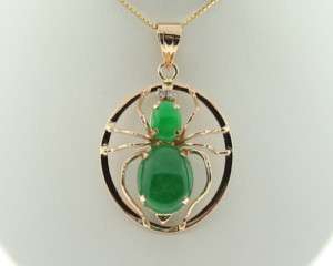 Vintage Estate Jades Diamonds 18k Gold Spider Pendant  