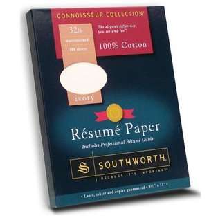 Southworth Exceptional Resume Paper, 100 percent Cotton, 32 lb, Ivory 