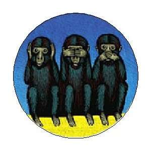 Monkeys  HEAR NO EVIL / SEE NO EVIL / SPEAK NO EVIL  Pinback Button 
