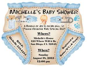 PERSONALIZED BABY SHOWER DIAPER INVITATIONS / THANK YOU  