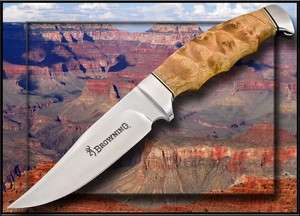 Browning Knives Fixed Blade Hunting Skinning Knife Burlwood Handle 