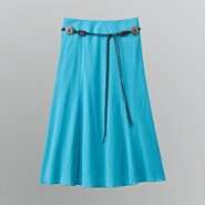 Laura Scott Womens Belted Crinkle Skirt 
