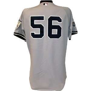 Tony Pena #56 2008 Yankees Game Used Road Grey Jersey w All Star and 
