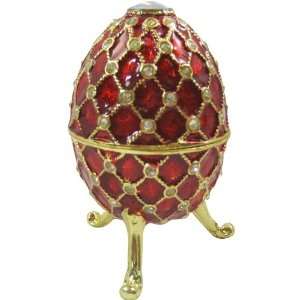  Webbed Red Egg on Pegs Bejeweled Collectible Trinket 