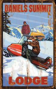 Snowmobile Winter Fun Vintage Wood Sign  