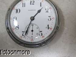   ILLINOIS RAILROAD DIAL RED SECONDS POCKET WATCH LARGE SPARTAN CASE