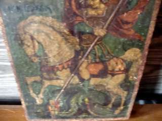 Antique Orthodox Christian paper mounted Icon St George  