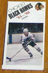 chicago blackhawks pocket schedule 1985 1986 NHL  