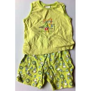   Green 2 Pc Summer Froggy Shorts and Shirt Set Dress 
