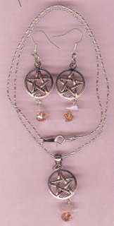 Selenite Crystal Gemstone Necklace & Earring Pentagram  