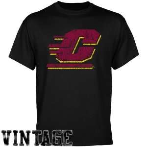 NCAA Central Michigan Chippewas Black Distressed Logo Vintage T shirt 