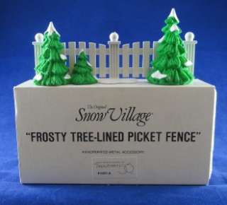 Dept 56 Snow Village Metal Accessories Frosty Tree Lined Picket Fence 