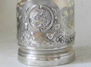 Six Vintage Russian Silver Metal Tea Glass Holders Kiev c.1960s  